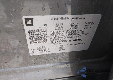 2021 Cadillac Xt6 Awd Premium Luxury z USA, uszkodzony, nr VIN 1GYKPDRS4MZ142198